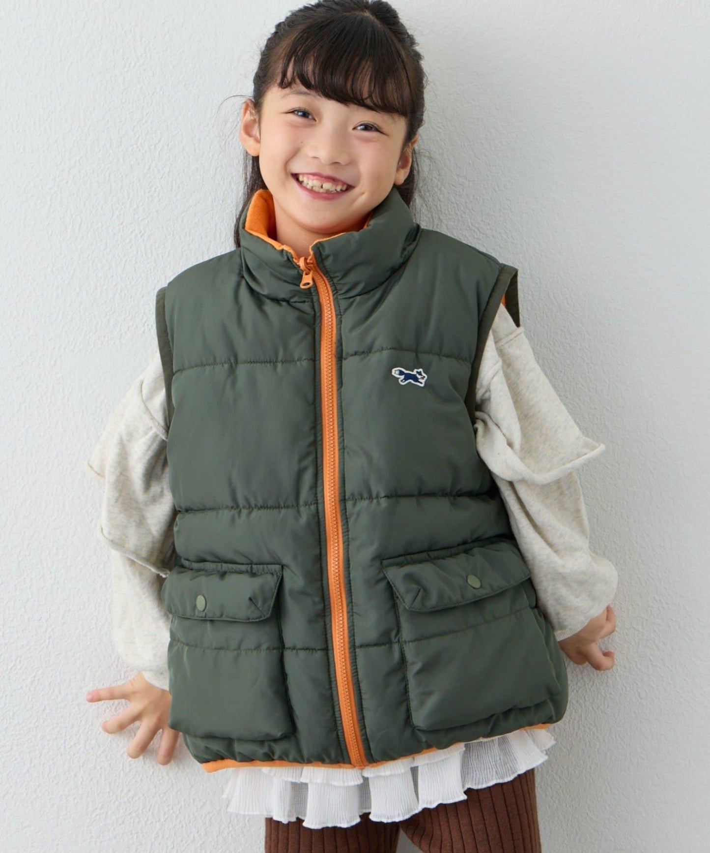 【KIDS】【FOX×TYPY】可雙面穿拼色抓絨加棉馬甲