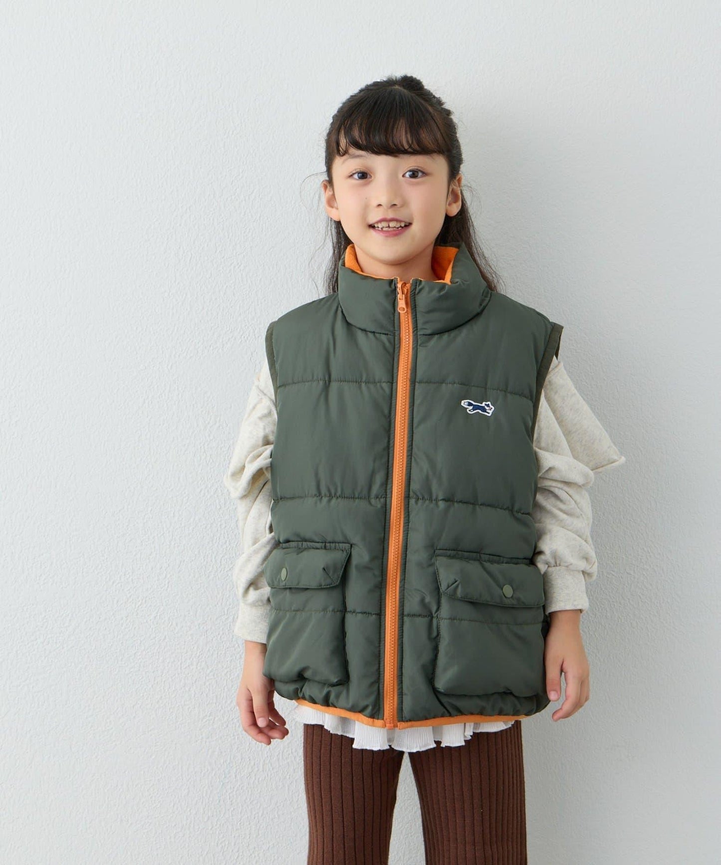 【KIDS】【FOX×TYPY】可雙面穿拼色抓絨加棉馬甲