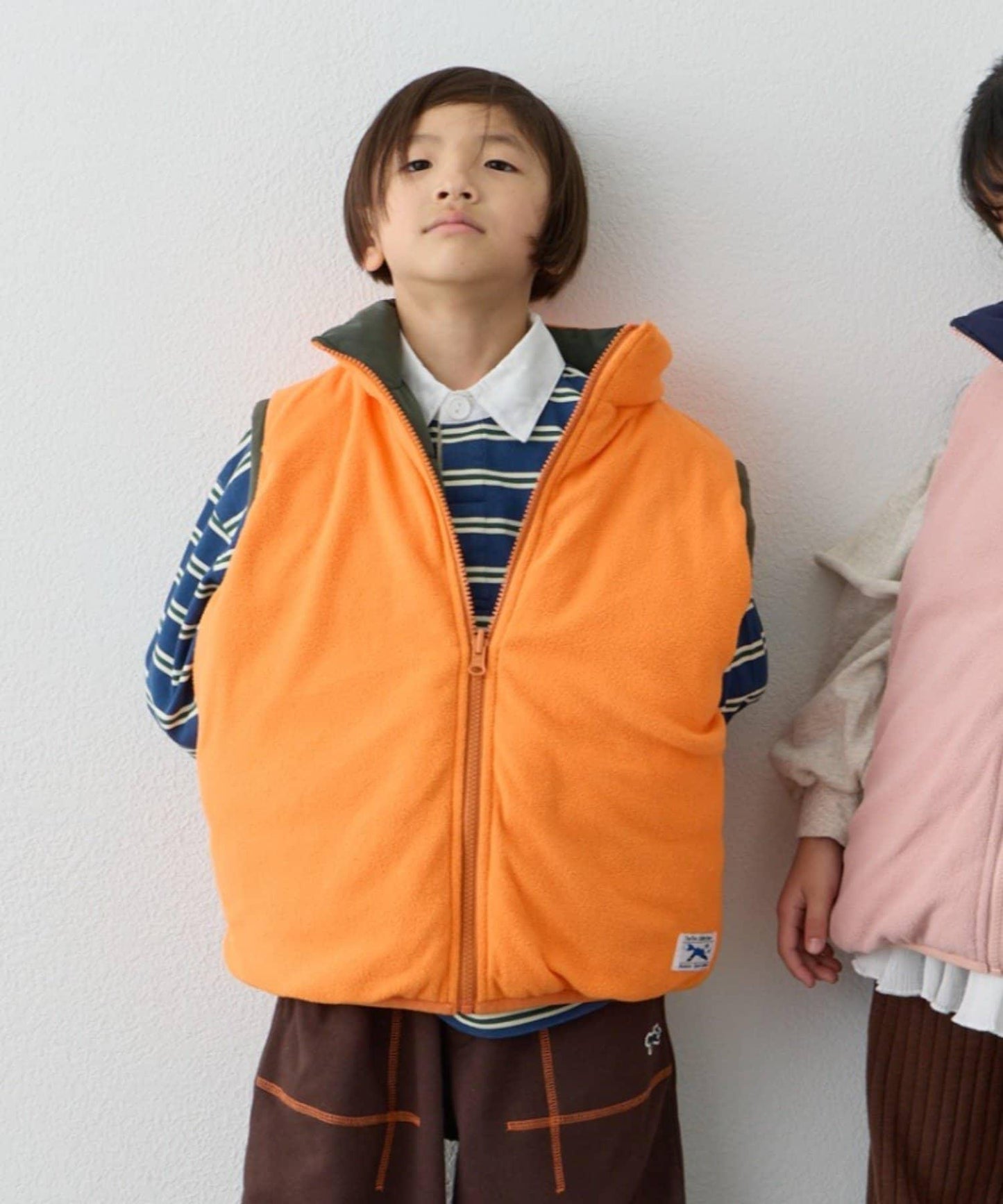 【KIDS】【FOX×TYPY】可雙面穿拼色抓絨加棉馬甲