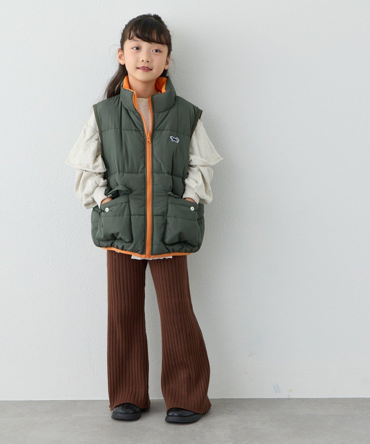 【KIDS】【FOX×TYPY】可雙面穿拼色抓絨加棉馬甲