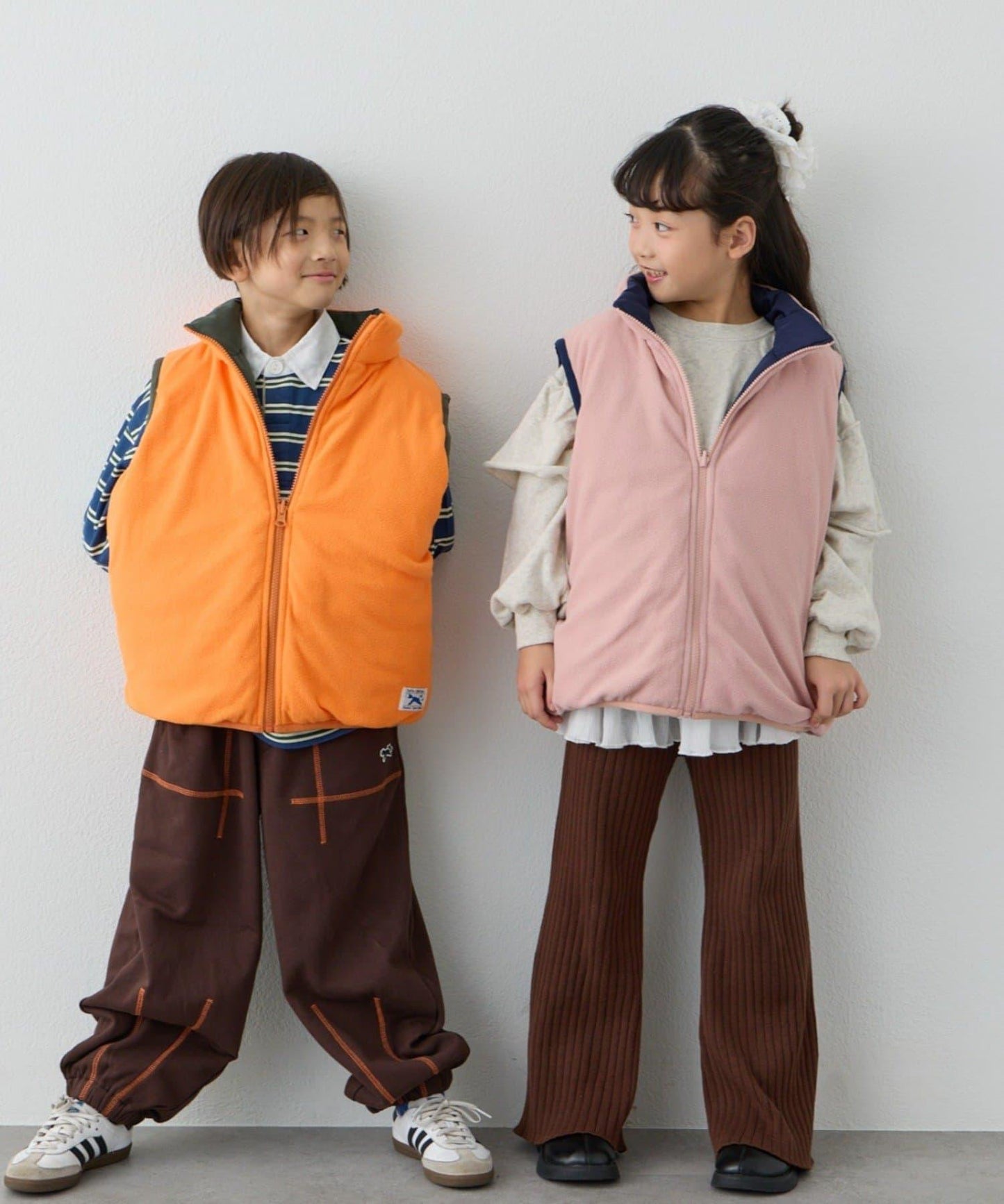 【KIDS】【FOX×TYPY】可雙面穿拼色抓絨加棉馬甲