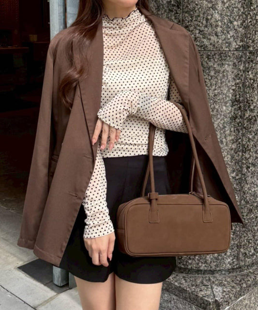 波點網紗高領套頭衫