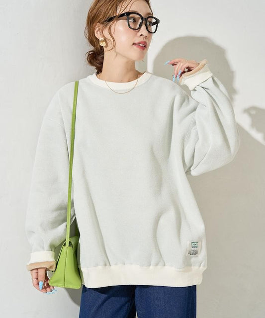 インレー 裡 シャギー ボンディング 配色 プルオーバー【限定展開】 翻譯結果: 夾層內裡絨毛拼接配色套頭衫【限量】