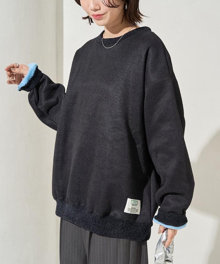 インレー 裡 シャギー ボンディング 配色 プルオーバー【限定展開】 翻譯結果: 夾層內裡絨毛拼接配色套頭衫【限量】