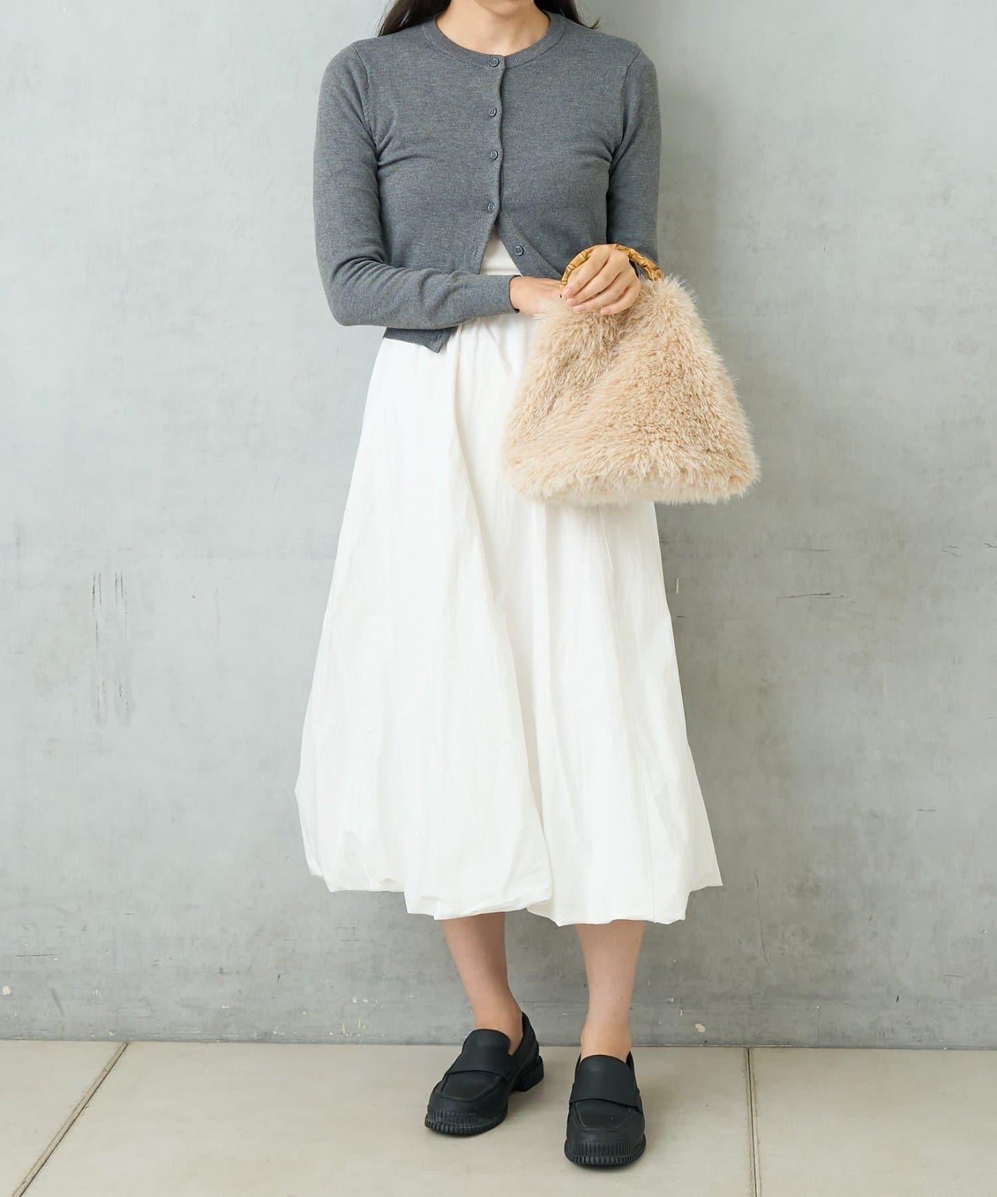 FUR BAMBOO TOTE 毛絨竹柄托特包