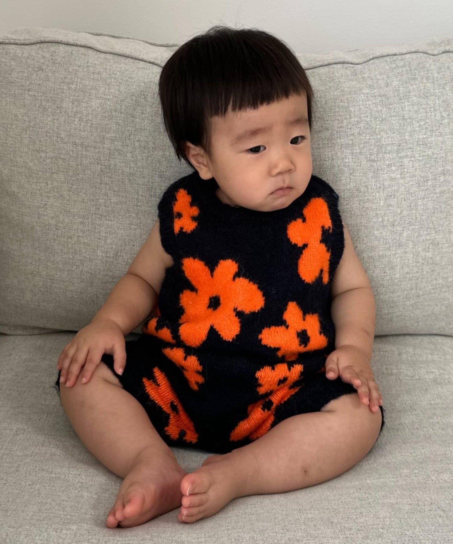 【BABY】全印花花卉針織連體衣