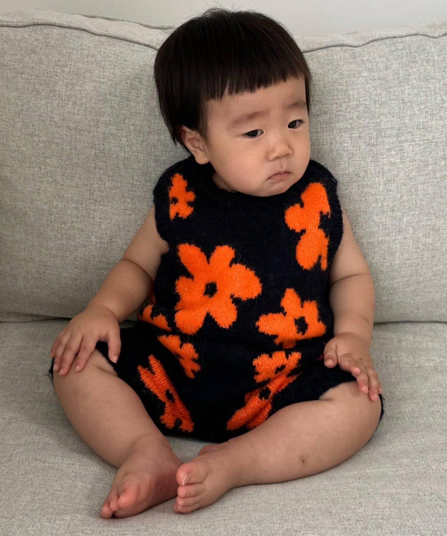 【BABY】全印花花卉針織連體衣