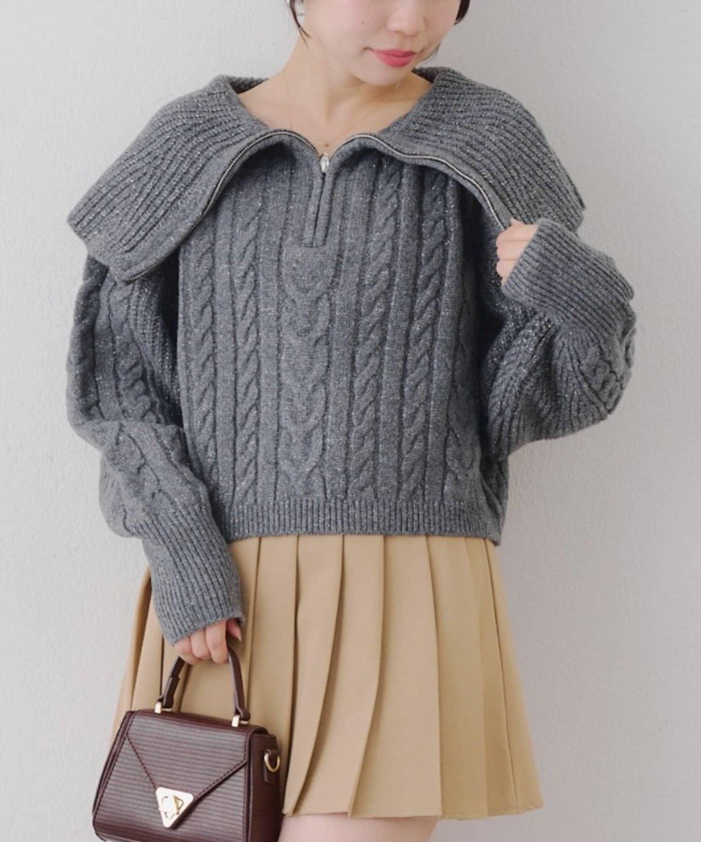 【RMAF】大翻領拉鍊針織衫