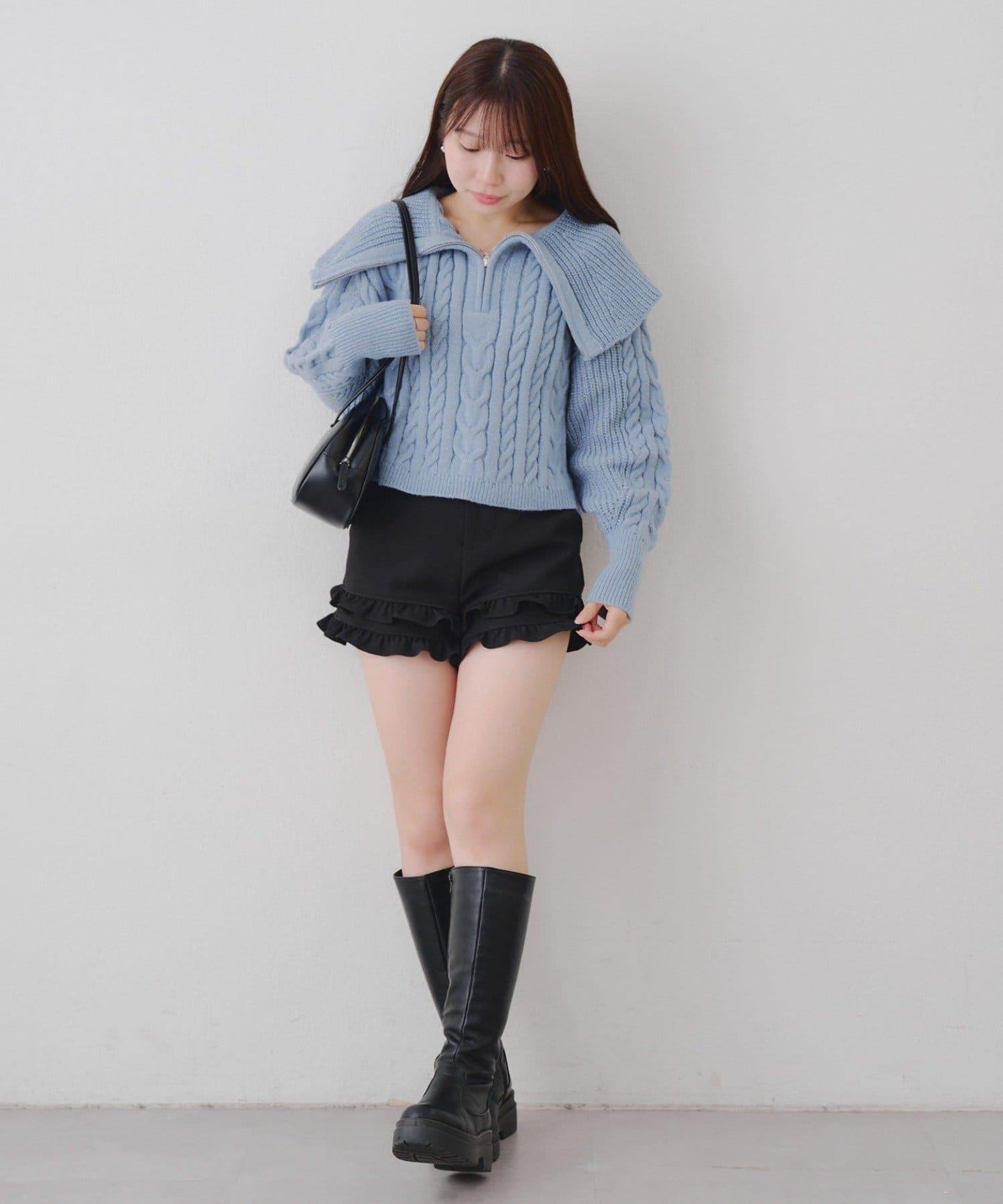 【RMAF】大翻領拉鍊針織衫