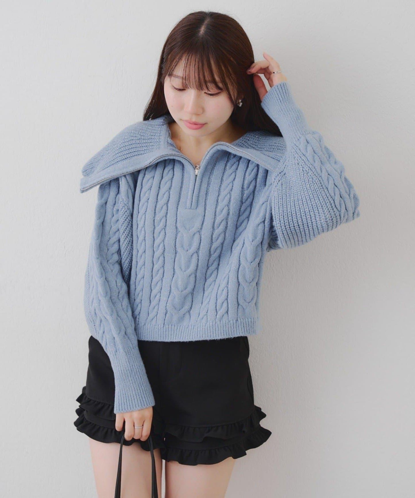 【RMAF】大翻領拉鍊針織衫