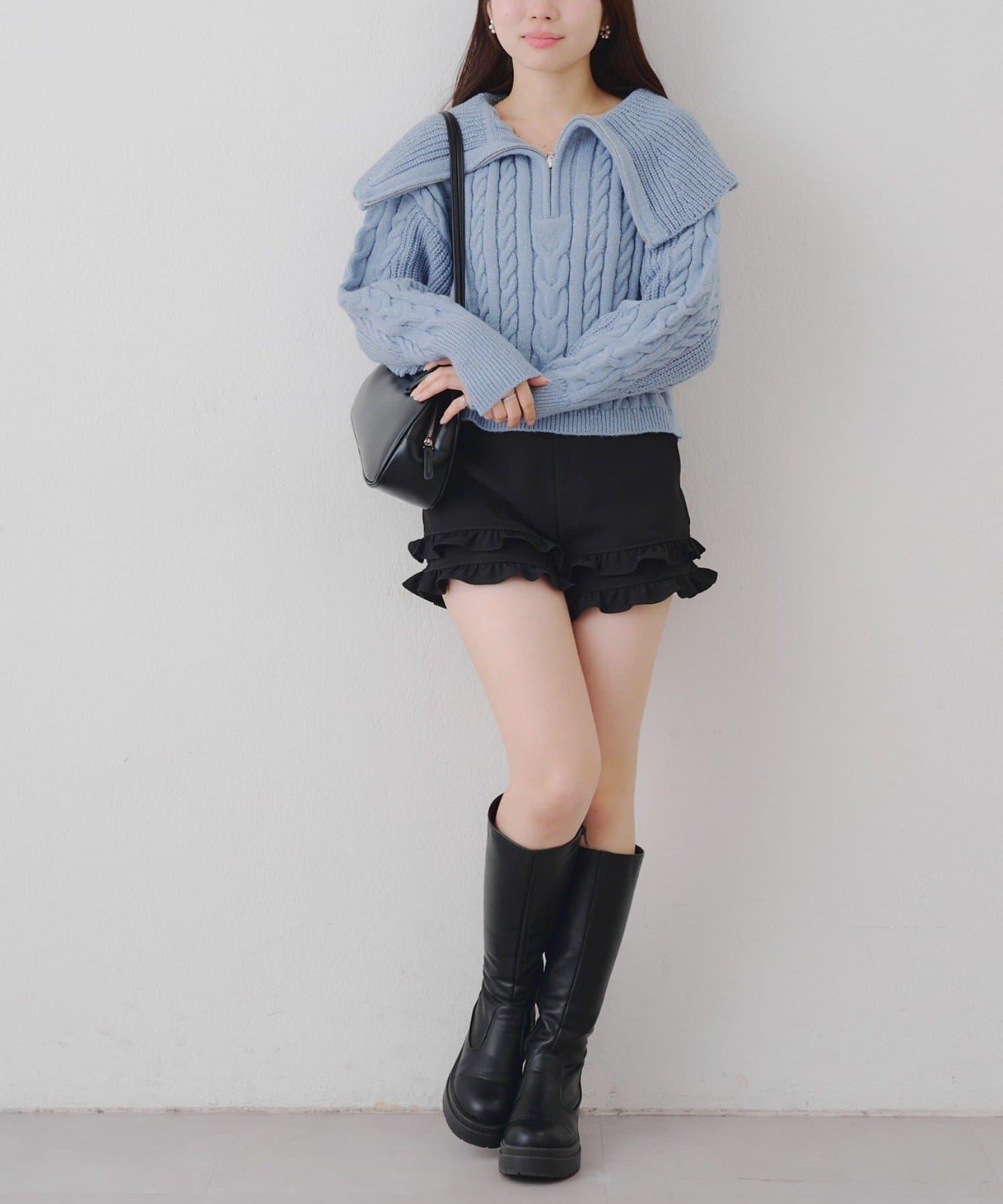 【RMAF】大翻領拉鍊針織衫