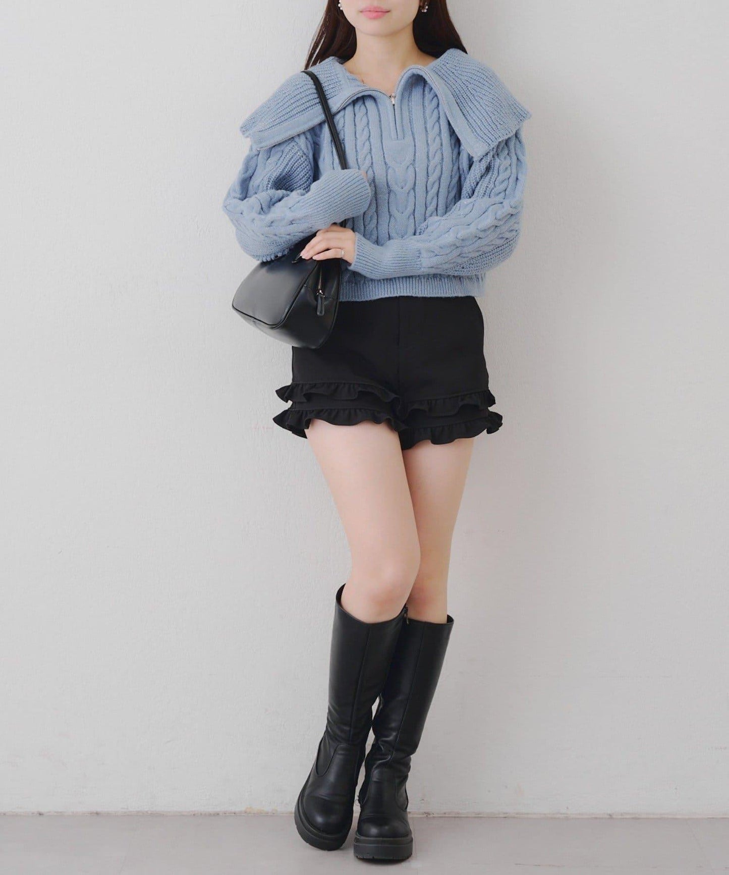 【RMAF】大翻領拉鍊針織衫