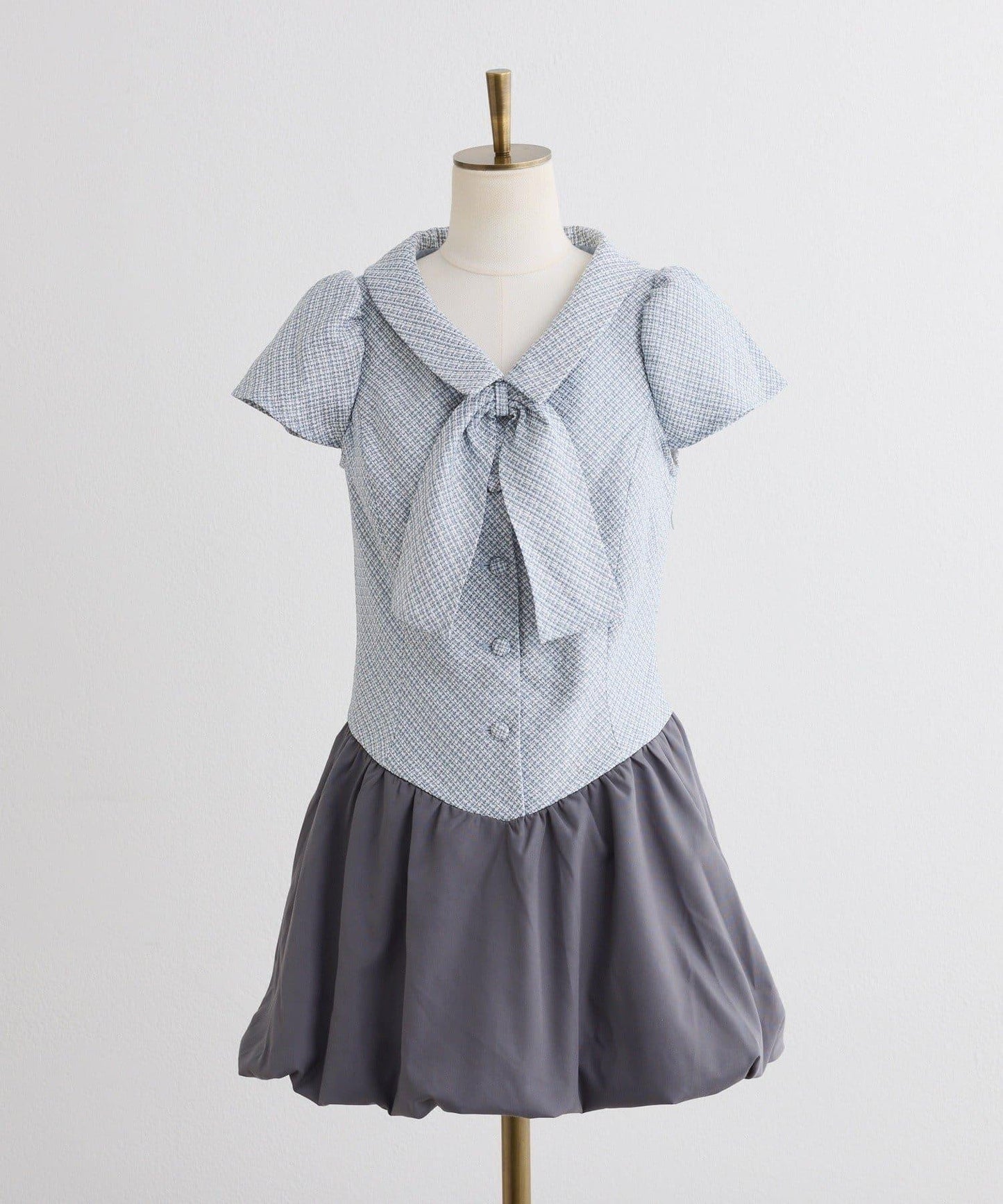 【one after another】泡泡袖迷你連衣裙