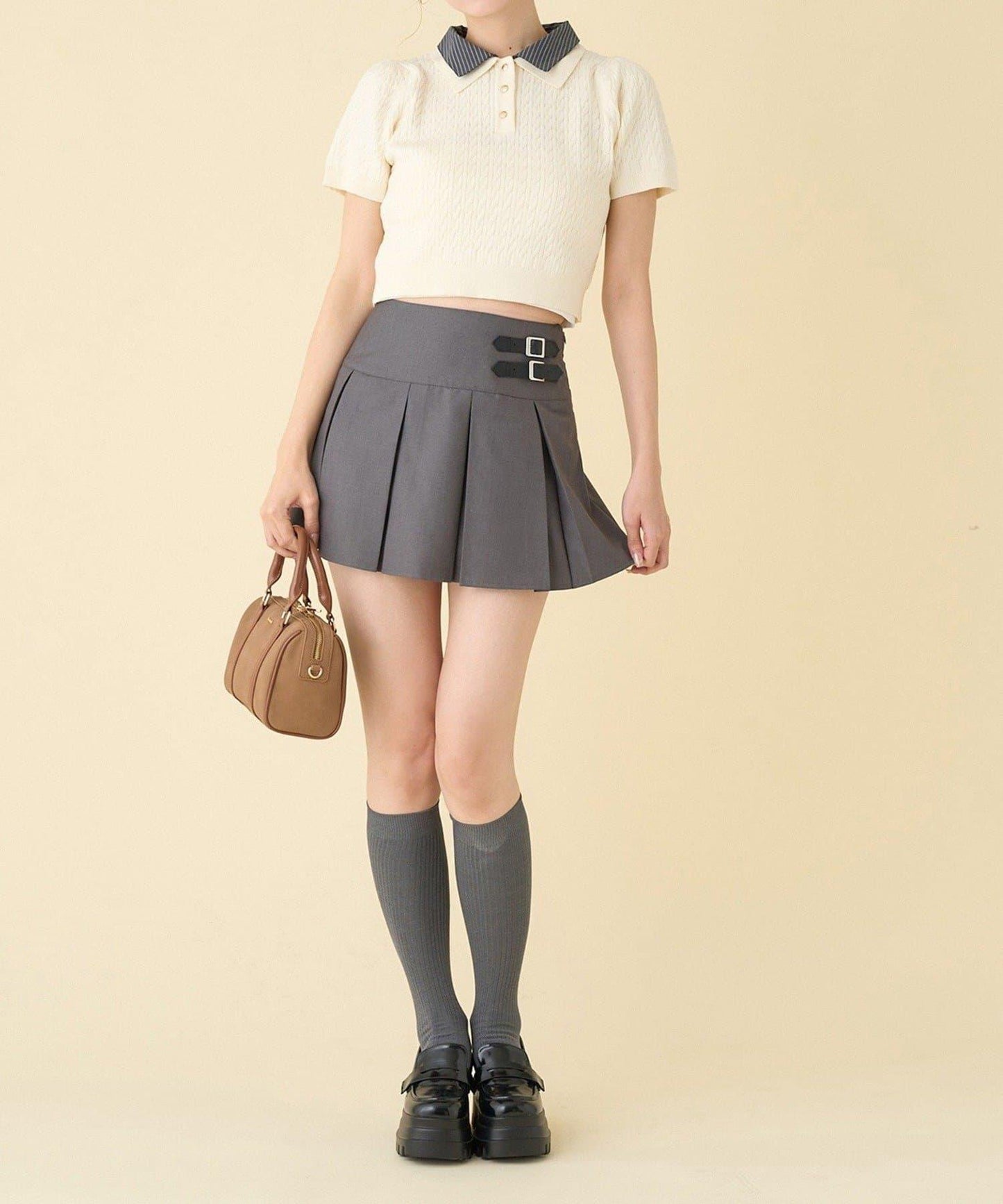 【one after another】2件裝翻領麻花針織衫