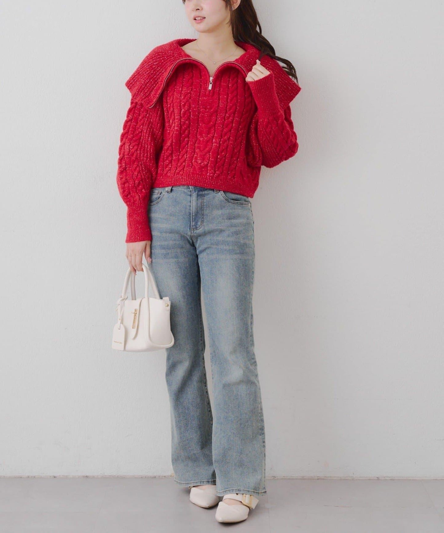 【RMAF】大翻領拉鍊針織衫