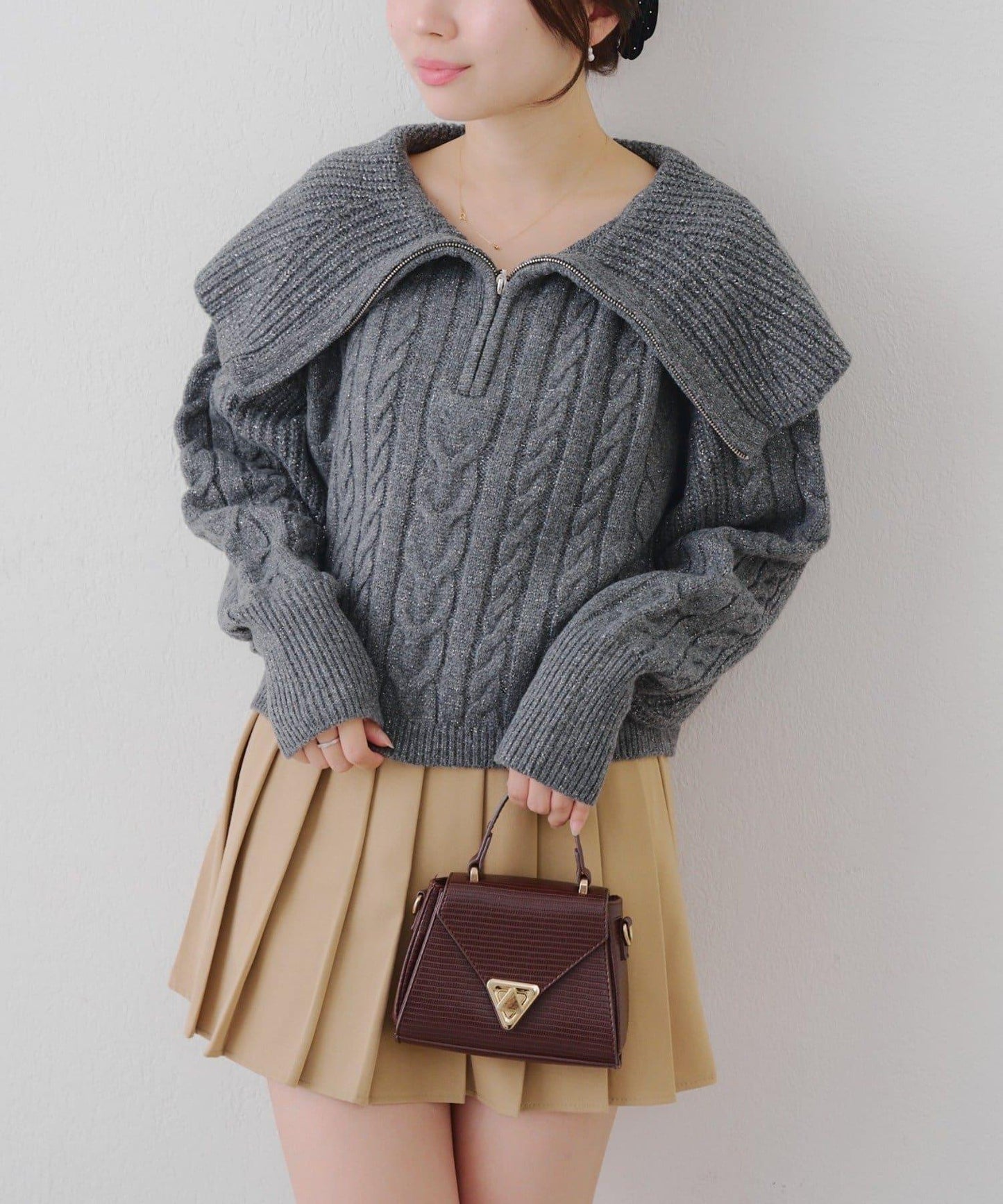 【RMAF】大翻領拉鍊針織衫