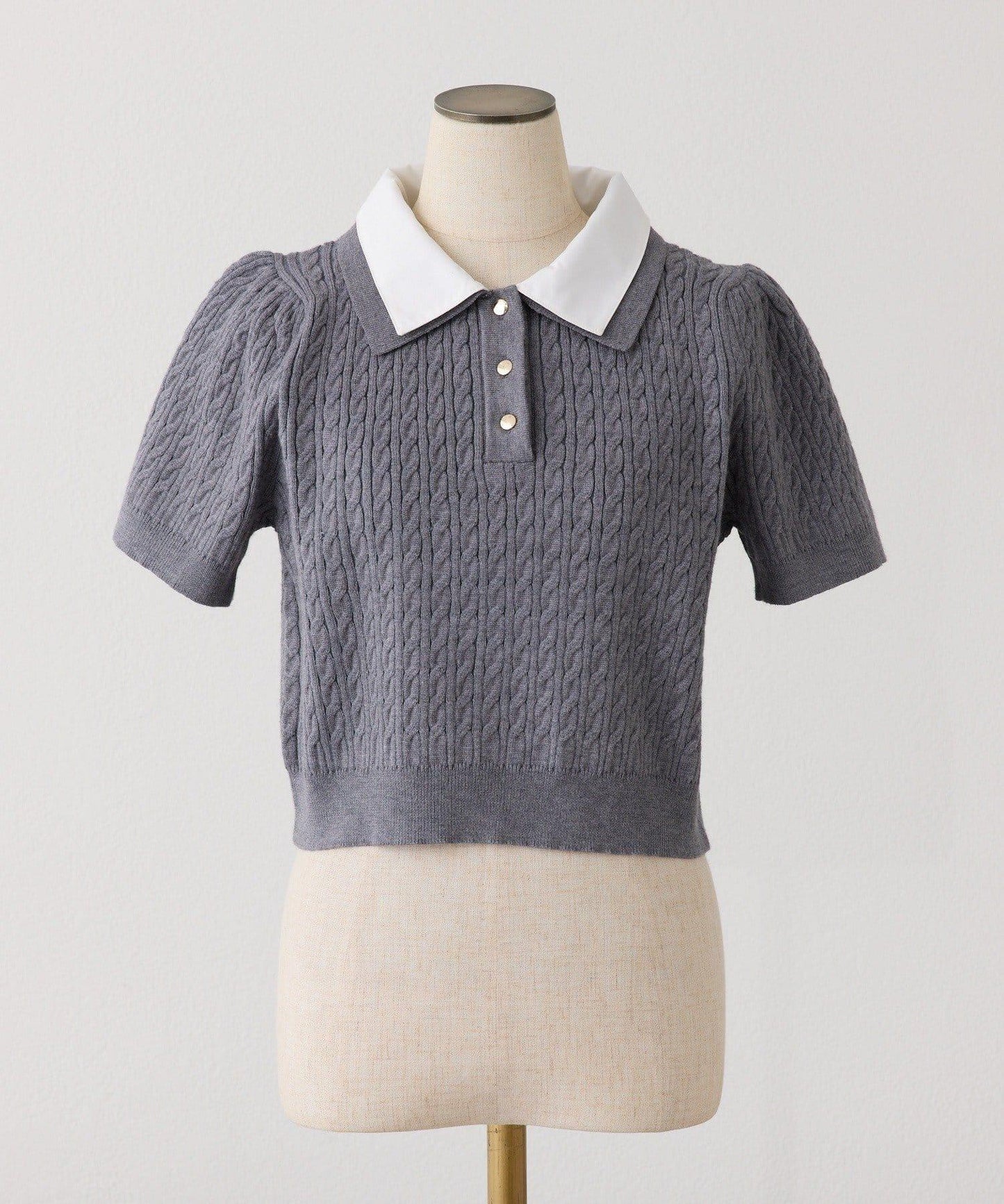 【one after another】2件裝翻領麻花針織衫