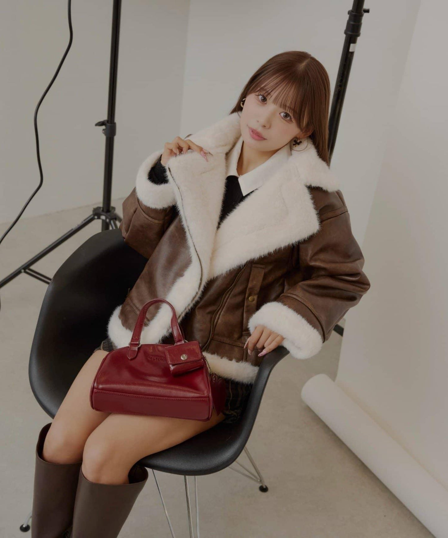 10月23日(週四)0點開售【ゆっぴ聯名企劃】仿毛皮短款機車夾克