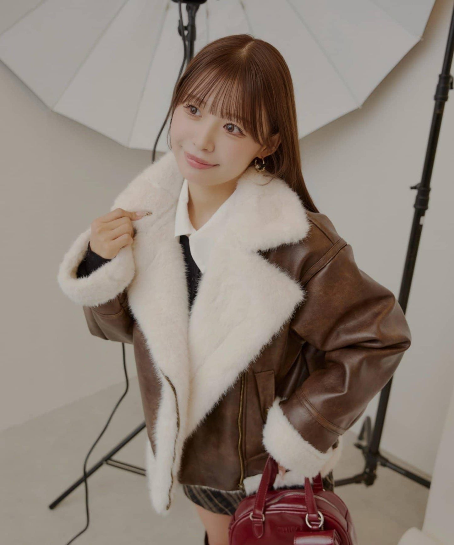 10月23日(週四)0點開售【ゆっぴ聯名企劃】仿毛皮短款機車夾克