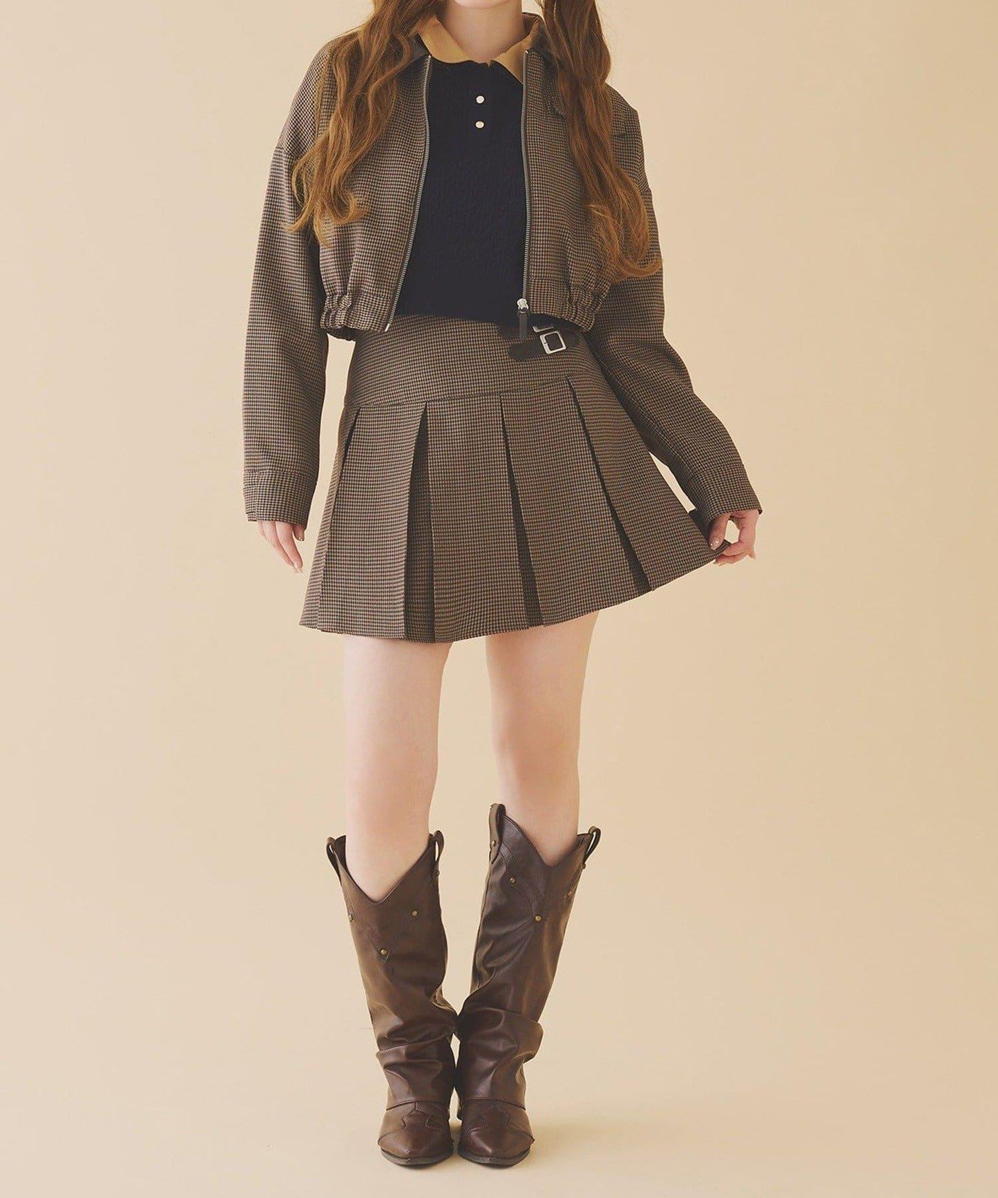 【one after another】2件裝翻領麻花針織衫