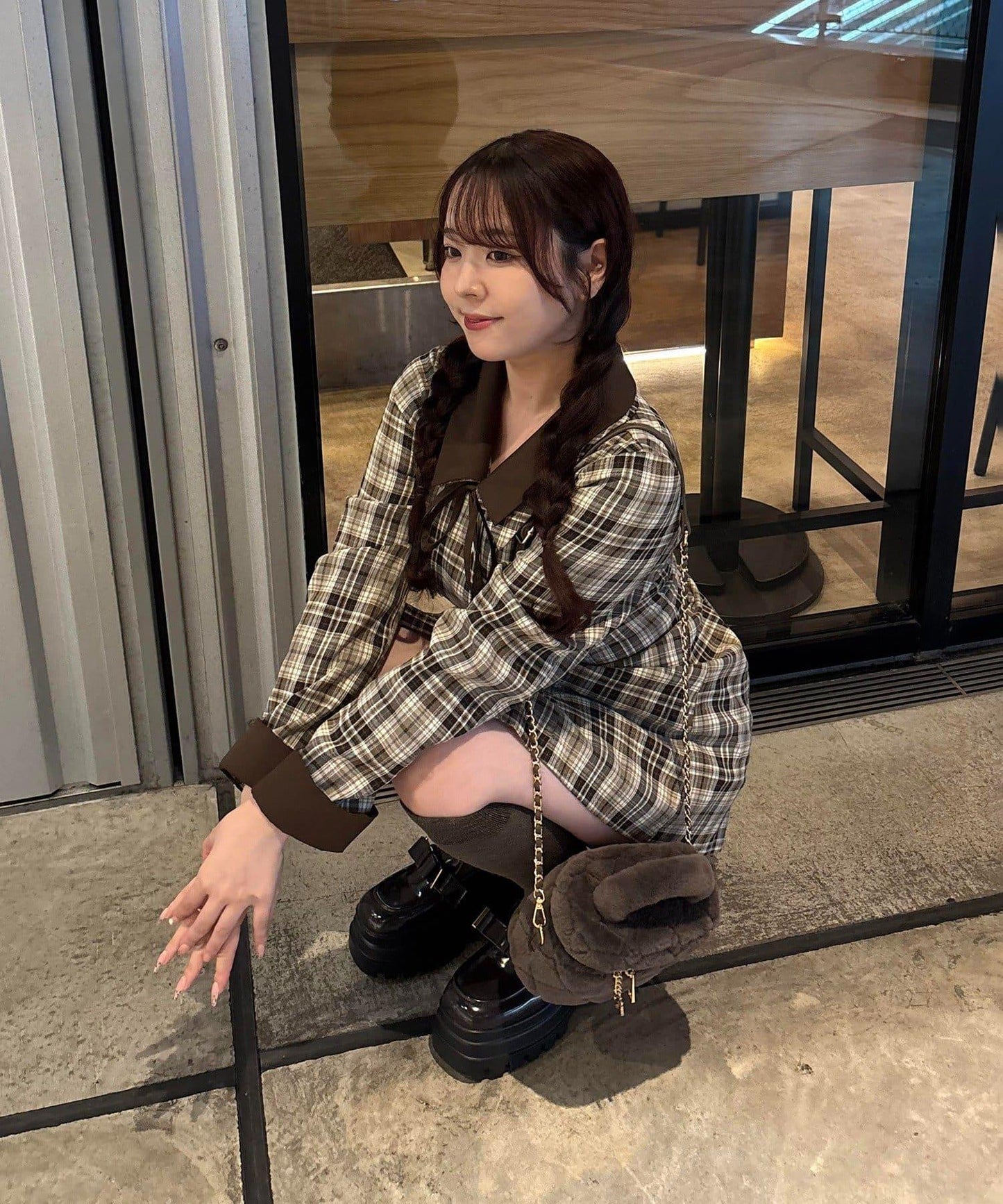 【omiyu企畫】背部繫帶襯衫連衣裙