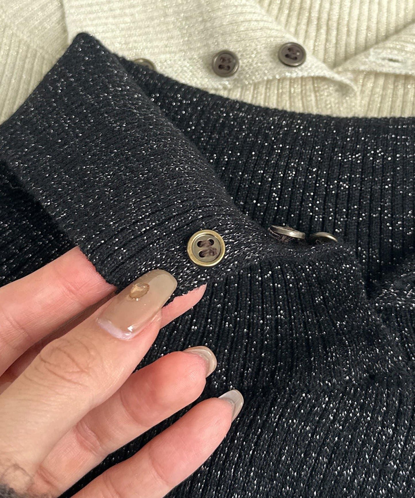 2way亮片高領針織套頭衫