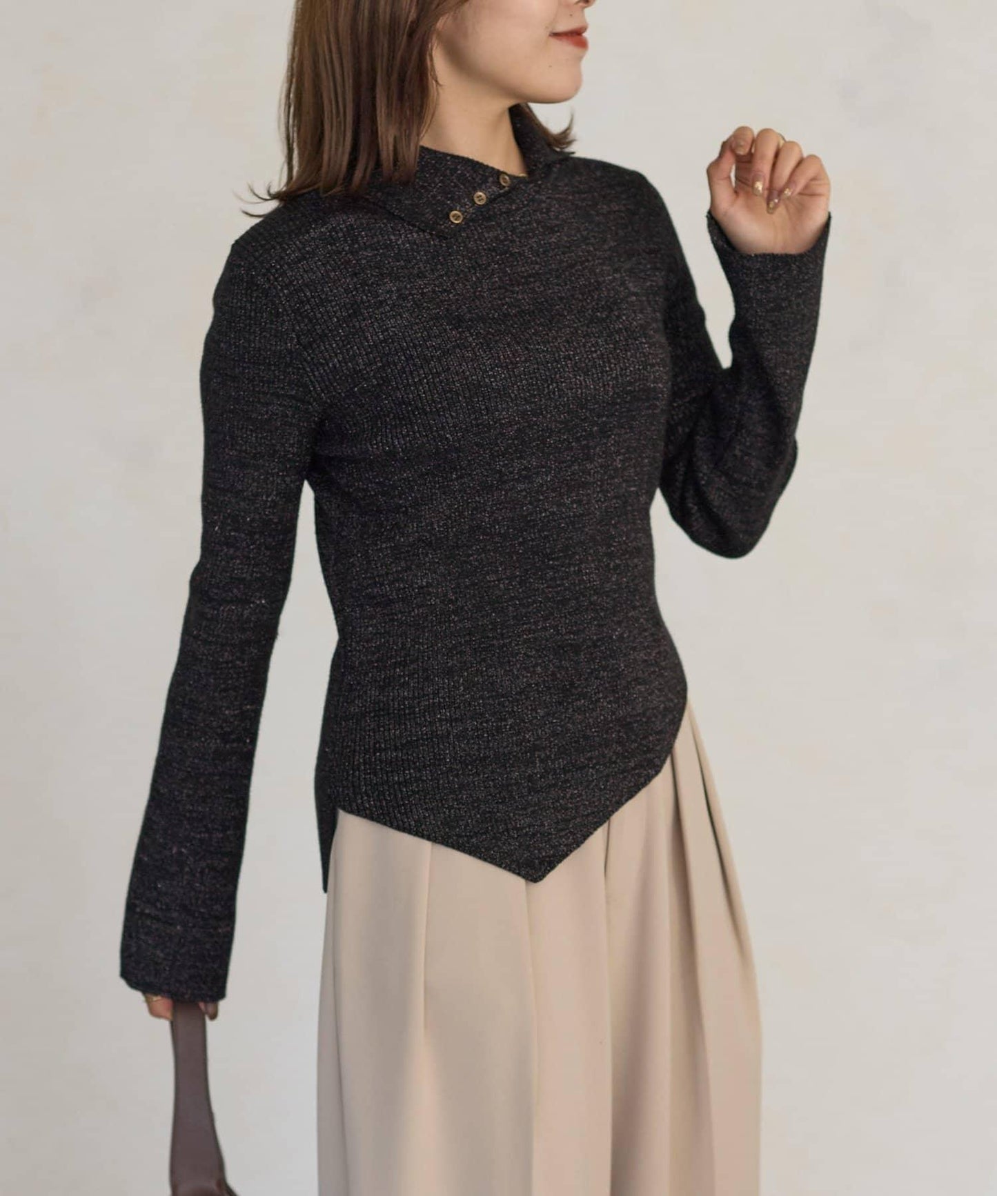 2way亮片高領針織套頭衫