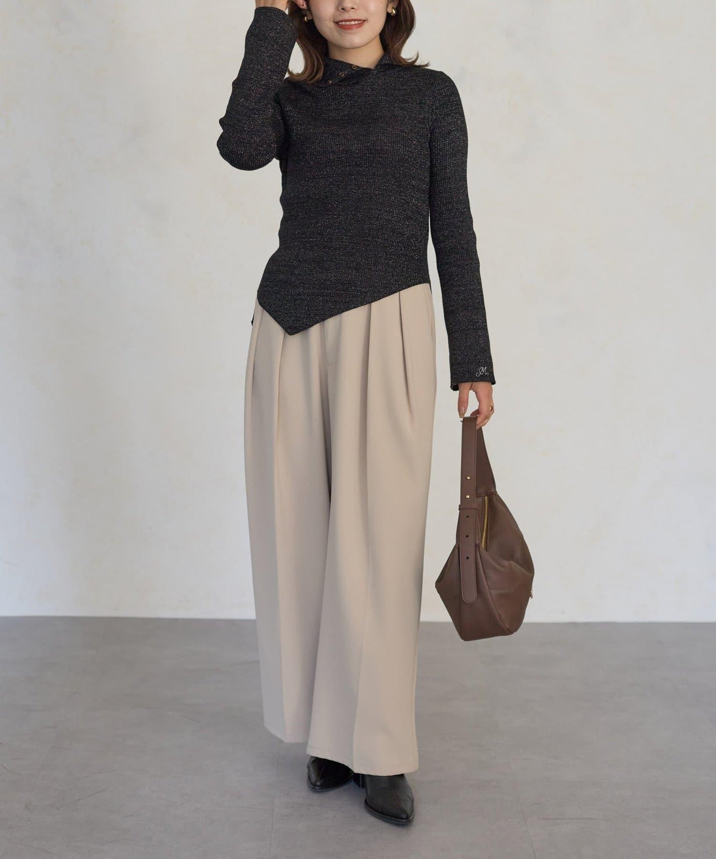 2way亮片高領針織套頭衫