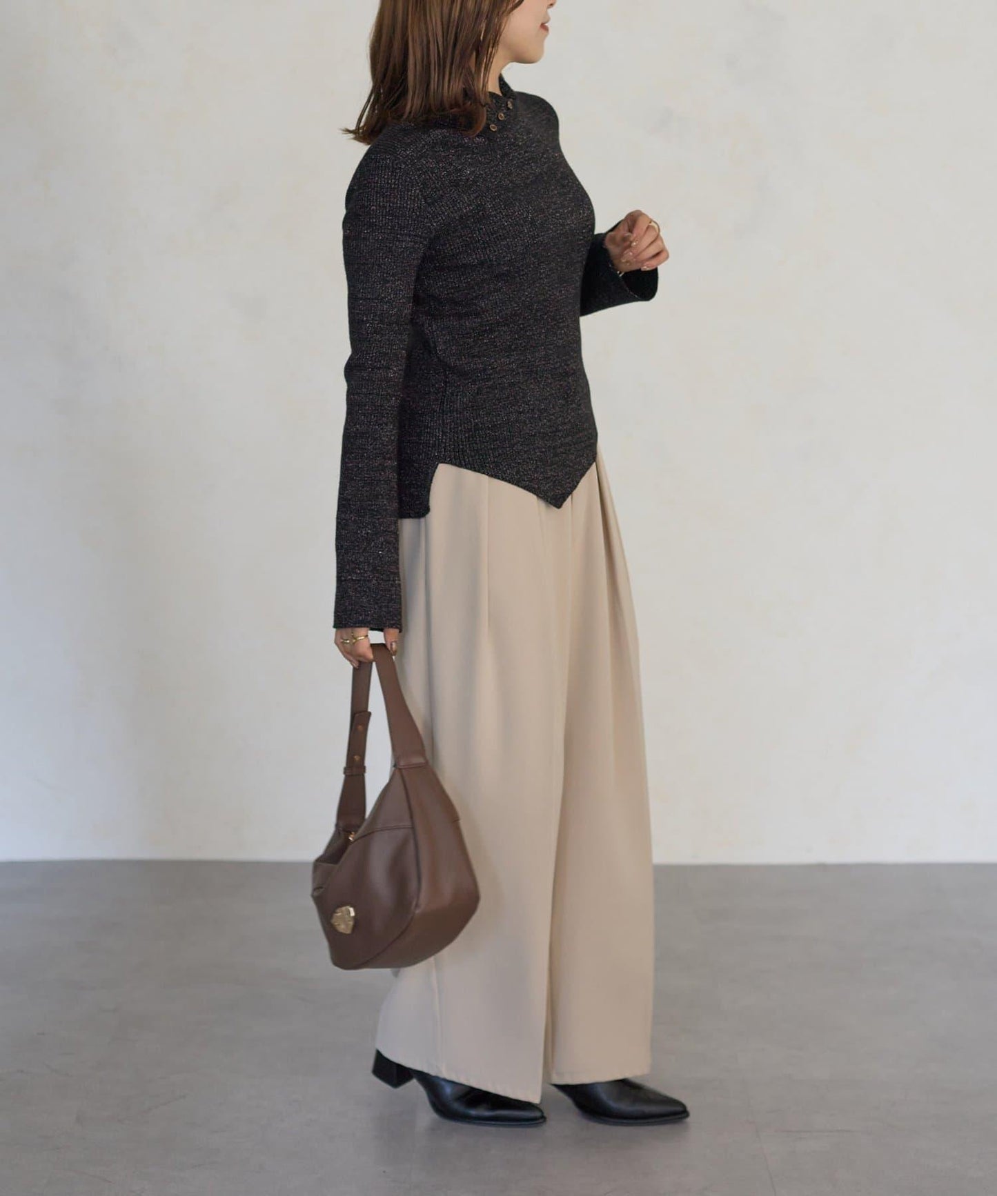 2way亮片高領針織套頭衫