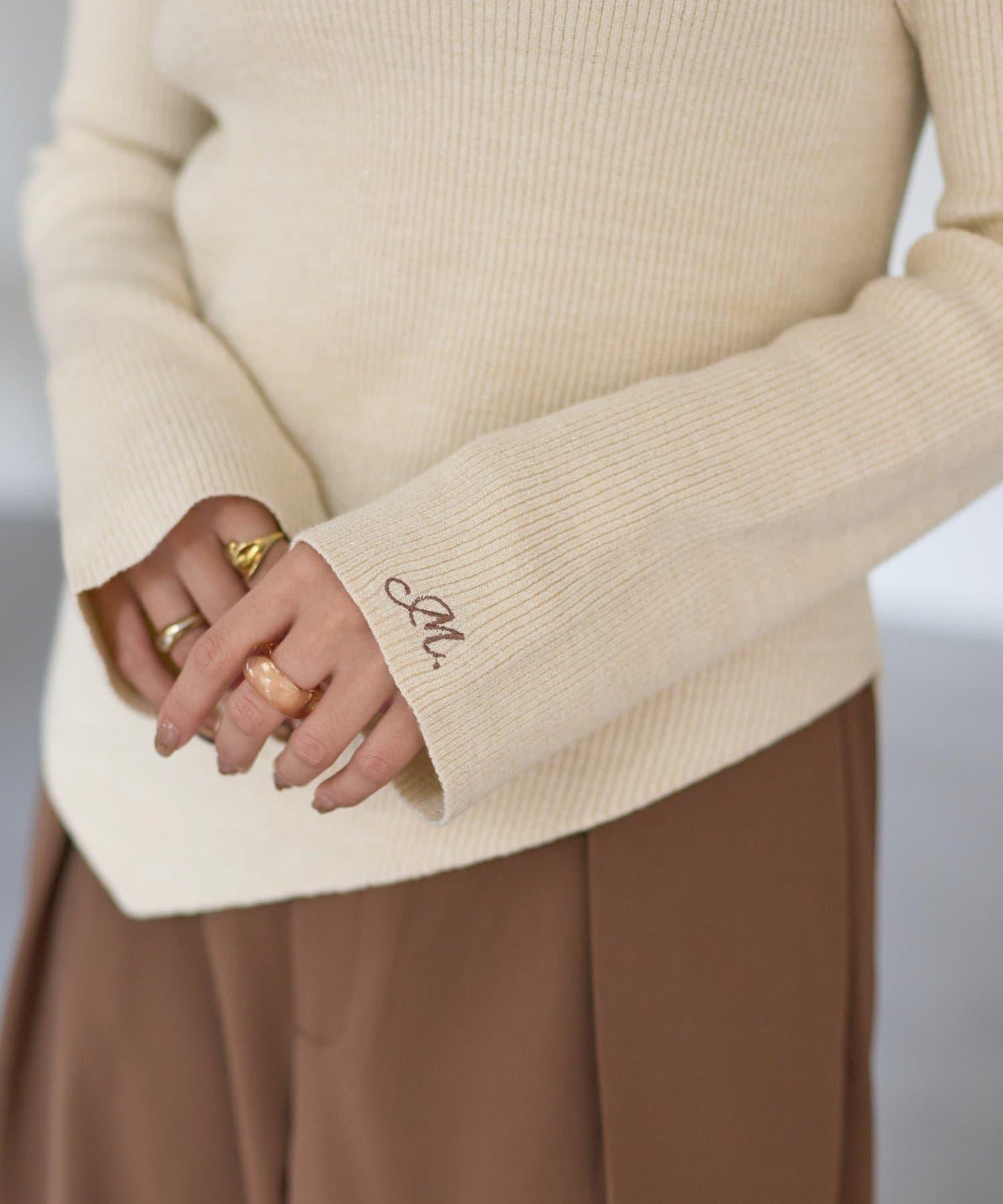 2way亮片高領針織套頭衫