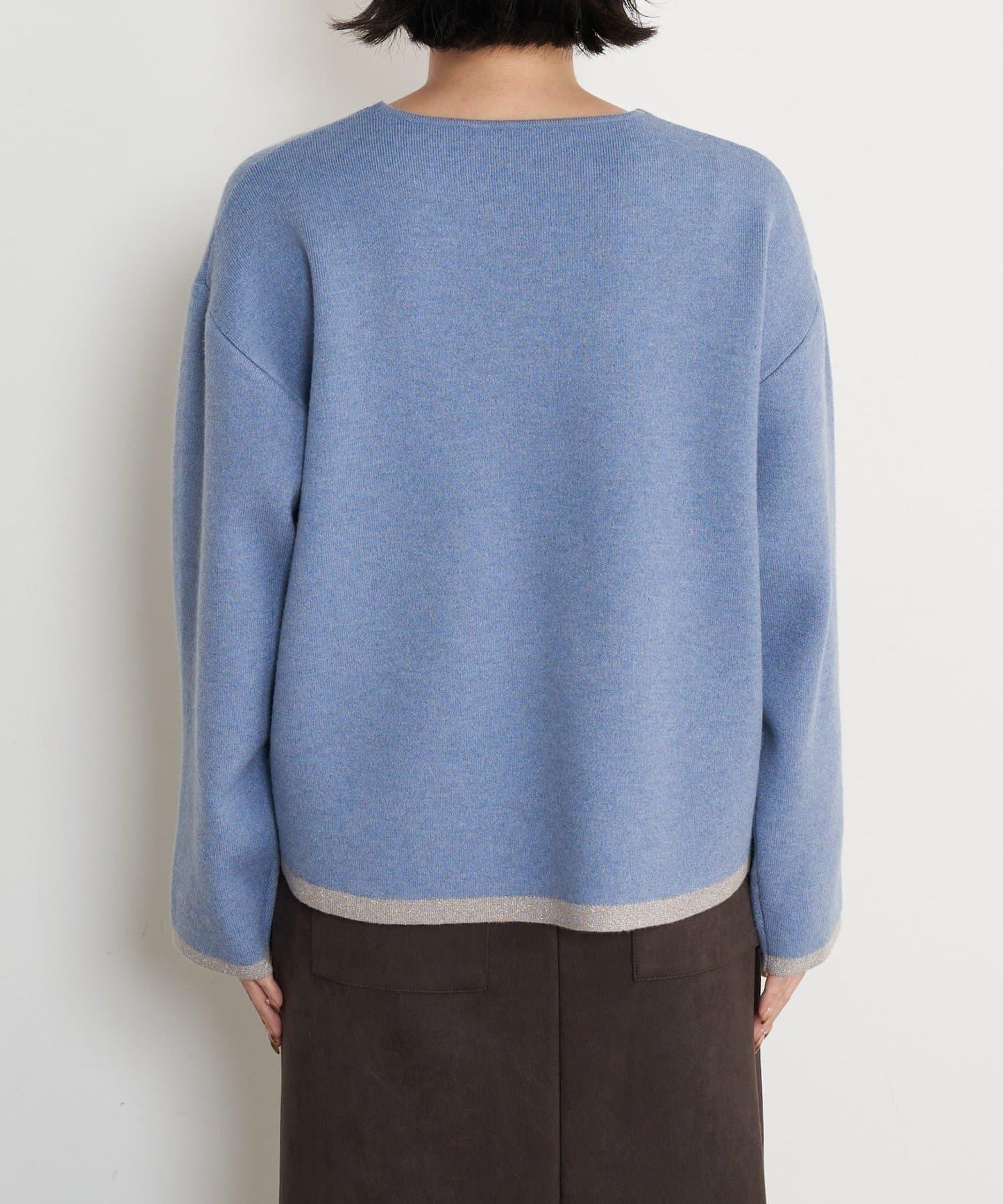 亮絲線V領針織衫