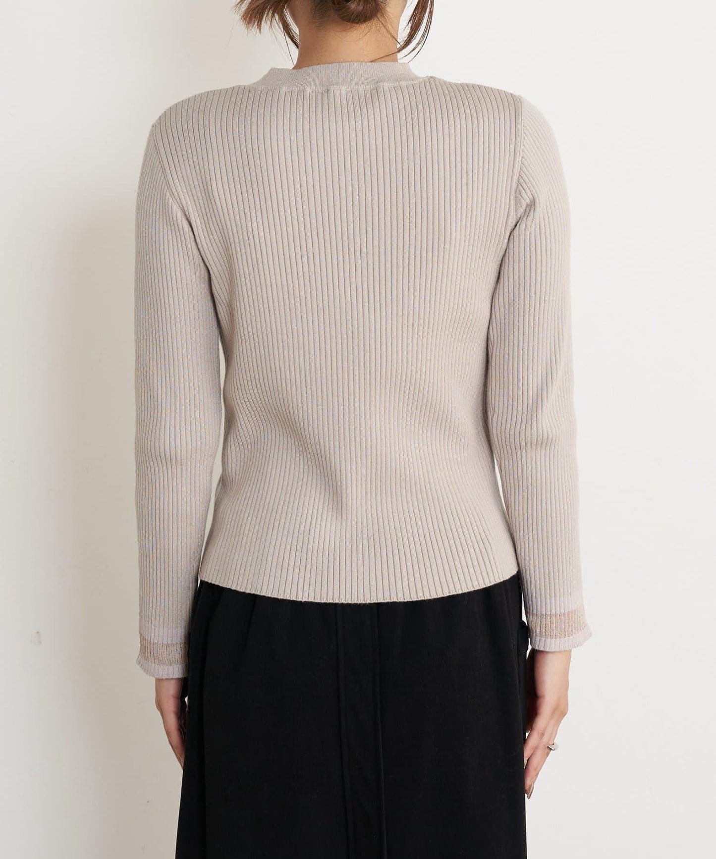 袖部透視拼接羅紋針織衫