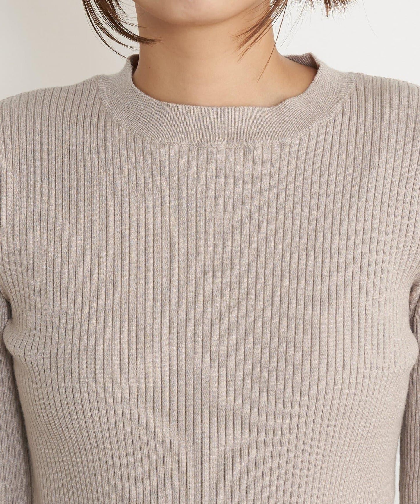 袖部透視拼接羅紋針織衫