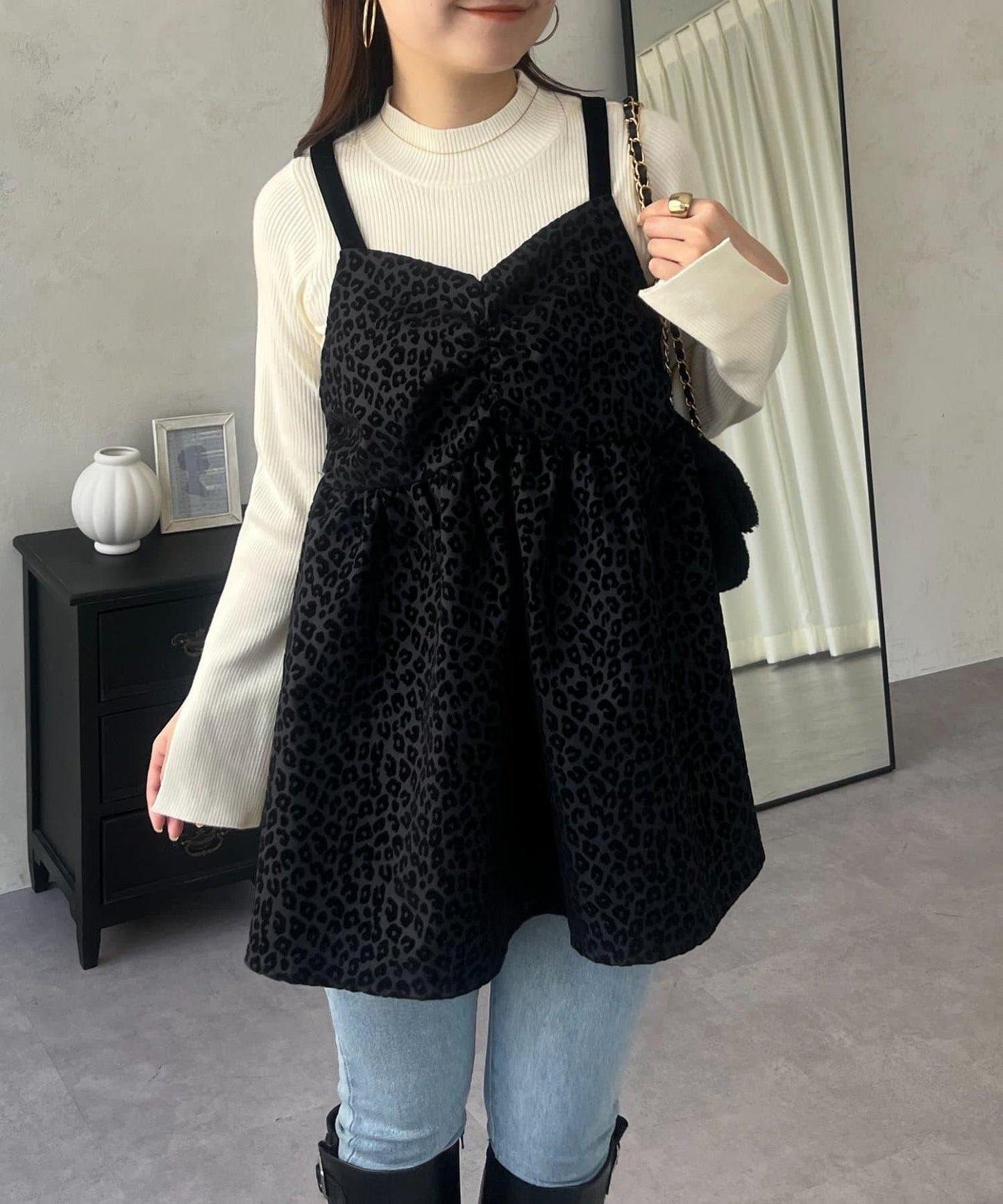 高領羅紋針織上衣