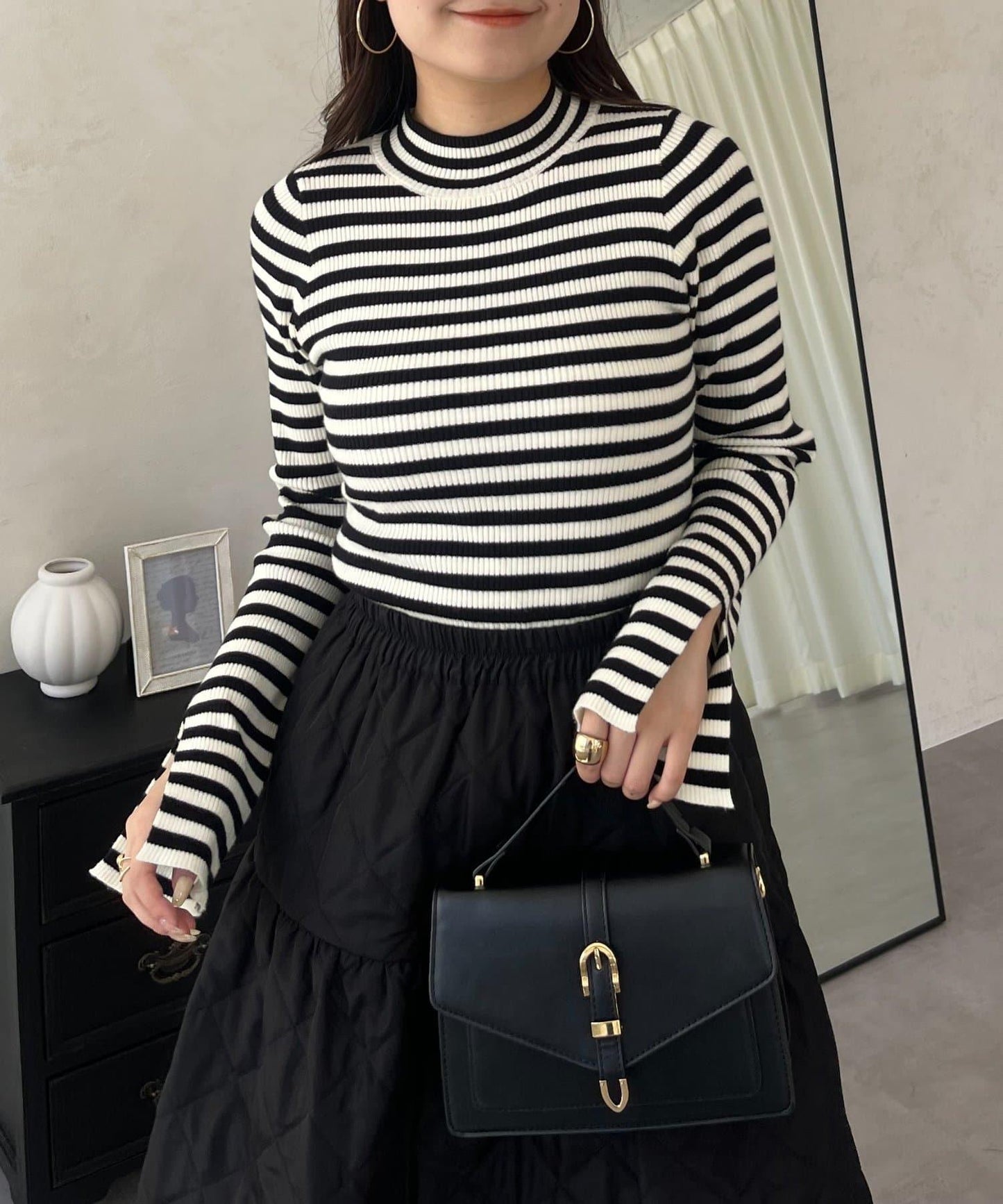 高領羅紋針織上衣