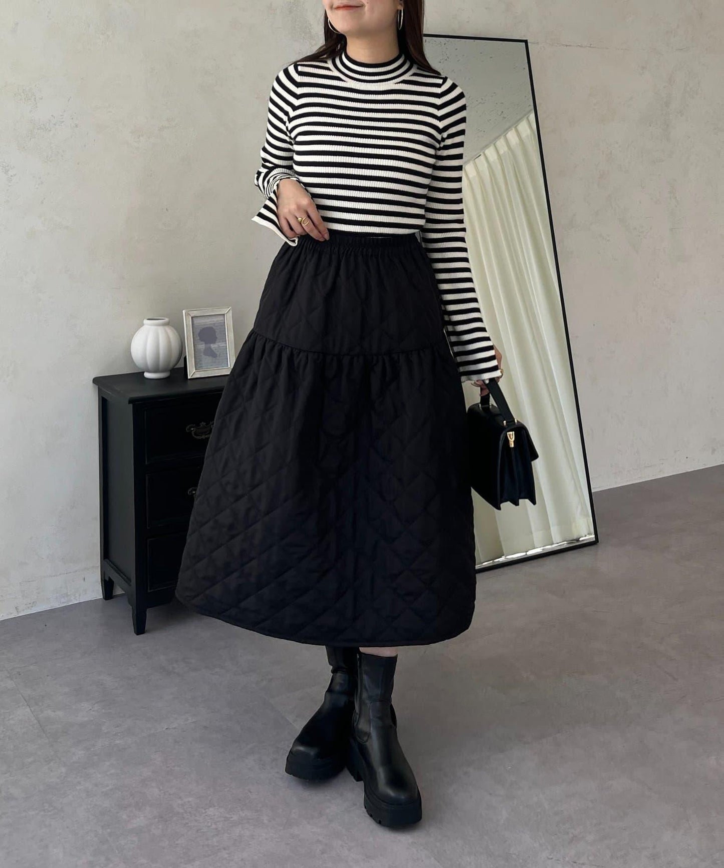 高領羅紋針織上衣