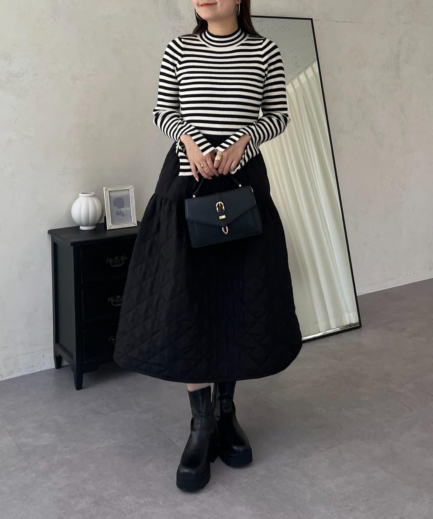 高領羅紋針織上衣