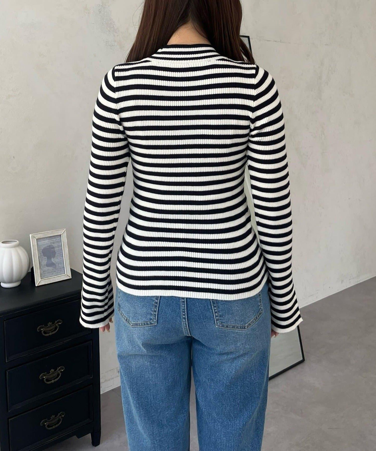 高領羅紋針織上衣