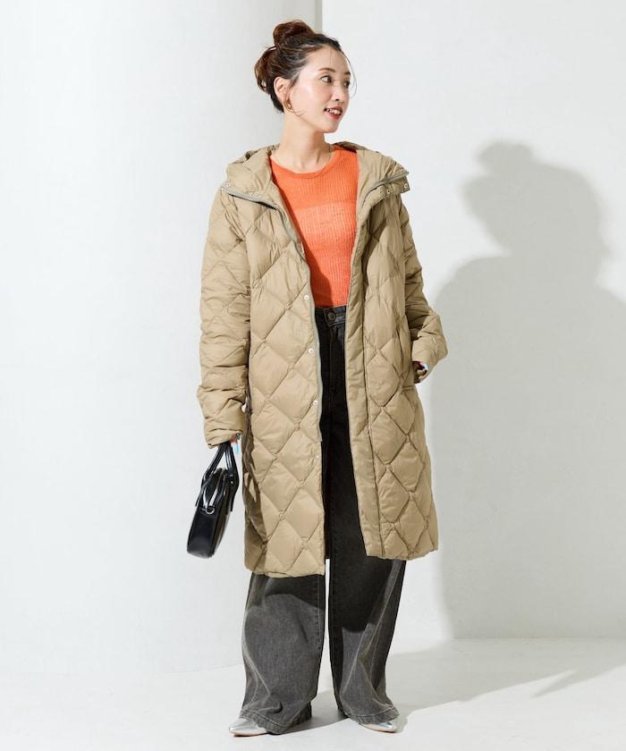 城市可收納連帽長款羽絨服