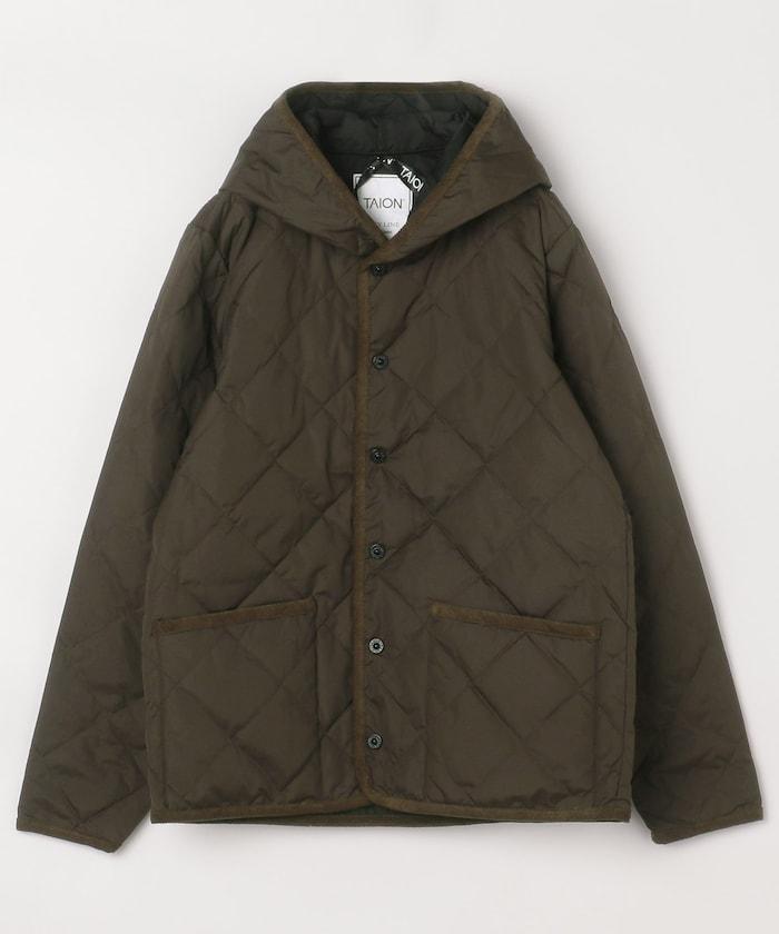 CITY撞色拼接連帽羽絨開衫(羽絨服)