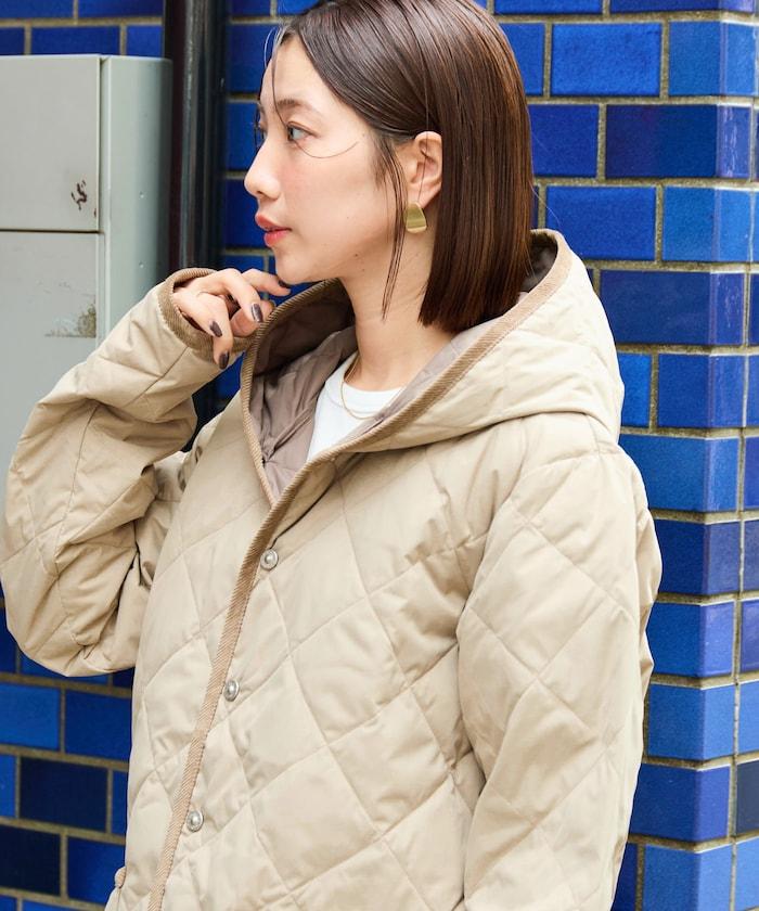 CITY撞色拼接連帽羽絨開衫(羽絨服)