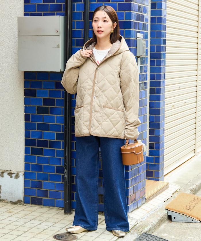 CITY撞色拼接連帽羽絨開衫(羽絨服)