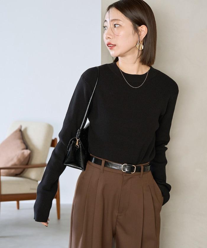 吸溼發熱羅紋圓領針織套頭衫