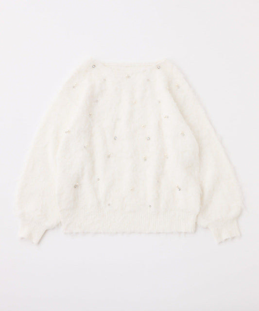 珠飾長毛針織衫