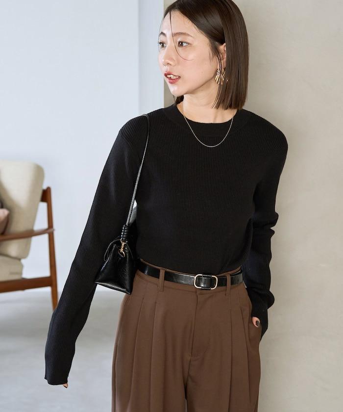 吸溼發熱羅紋圓領針織套頭衫