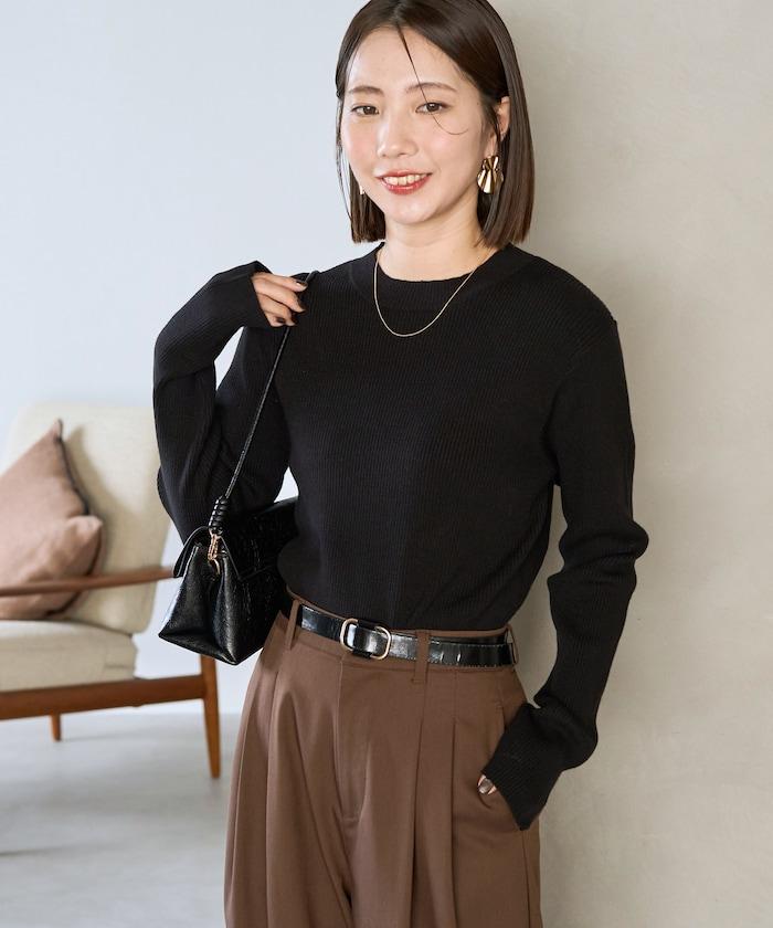 吸溼發熱羅紋圓領針織套頭衫