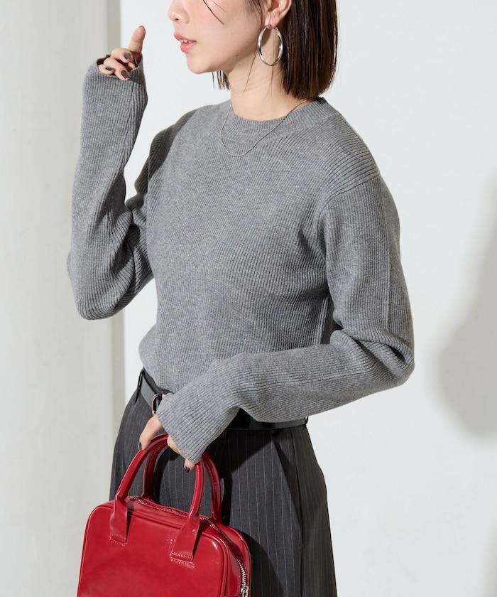 吸溼發熱羅紋圓領針織套頭衫