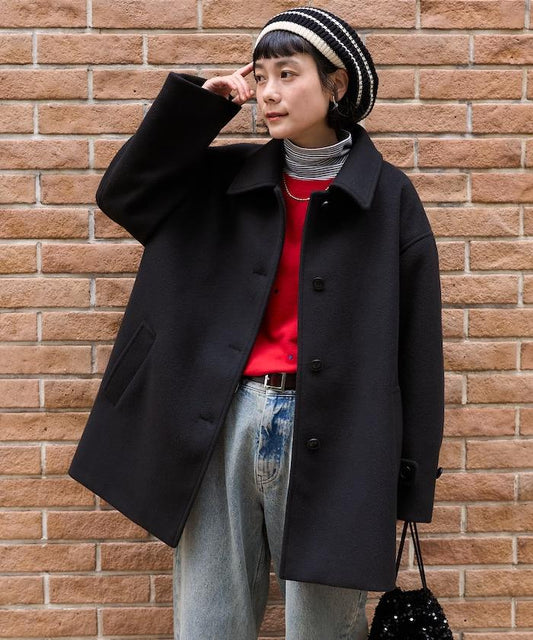 海狸毛中長款大衣/夾克大衣