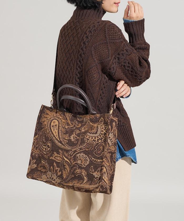 2WAY佩斯利提花托特包