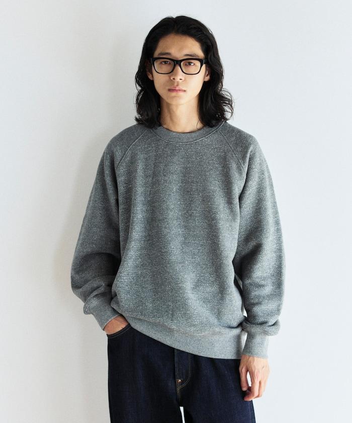 COMFORT HEATHER 復古風格內刷毛插肩圓領衛衣